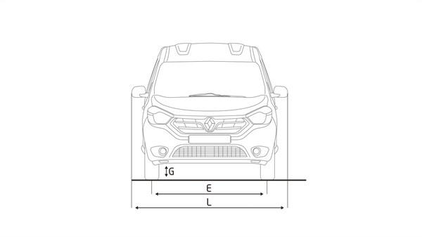Renault DOKKER Van - Front view with dimensions