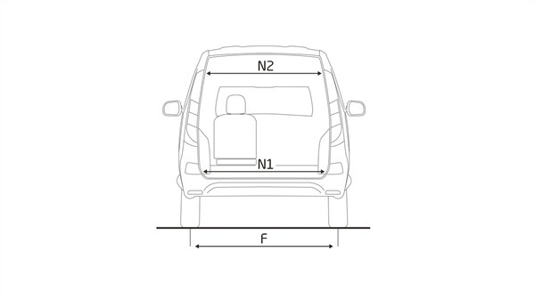 Renault DOKKER Van - Rear view with dimensions