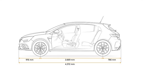 Renault MEGANE RS - diagram of side dimensions