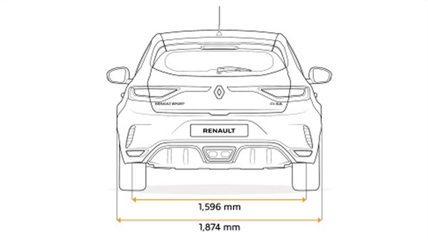 Renault MEGANE RS - drawing of rear end dimensions