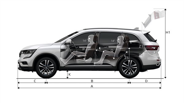 Renault KOLEOS side view with dimensions
