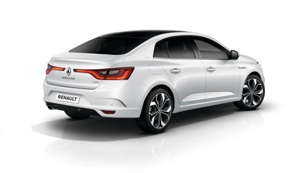 Renault MEGANE Sedan - rear 3/4 of the vehicle on white background