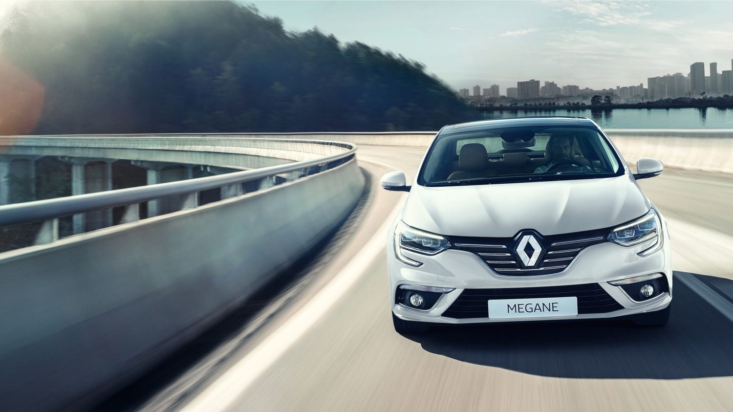 Renault Megane Sedan Front End View on a Bend