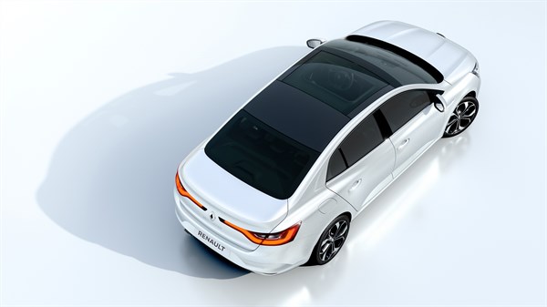 Renault MEGANE Sedan - Elevated view of the vehicle with its wide sunroof