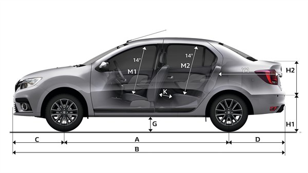 Renault SYMBOL - Side view with dimensions

