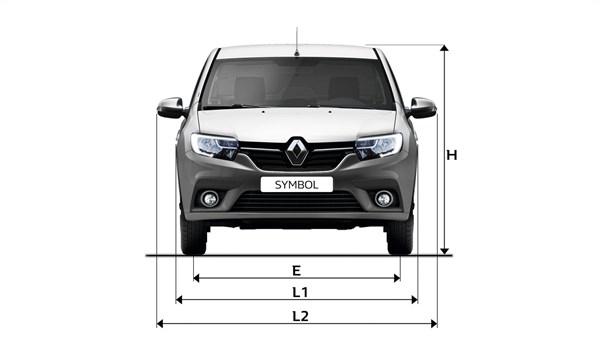 Renault SYMBOL - Front view with dimensions
